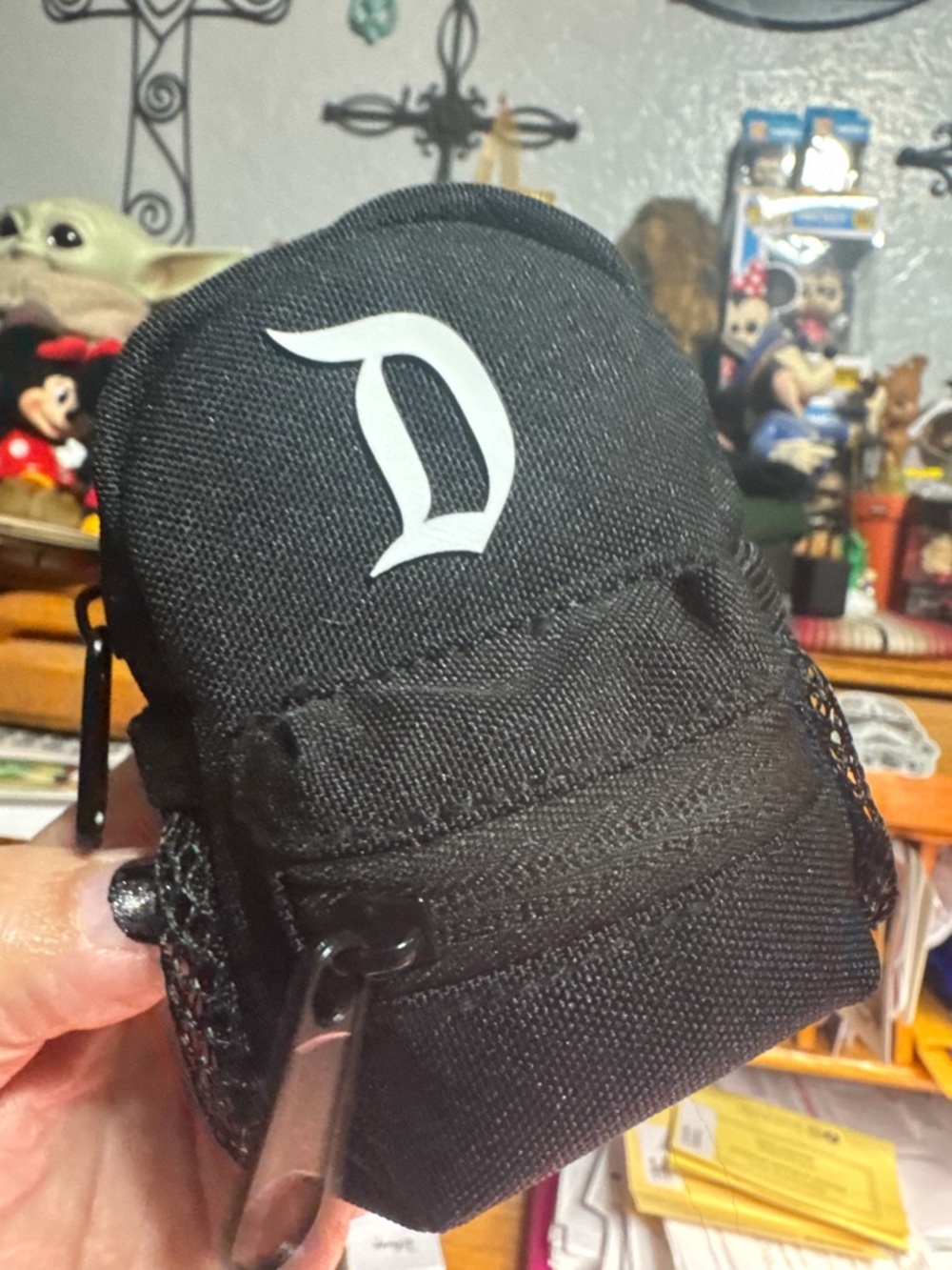 Disney Black Mini Backpack Pouch with 'D' Logo - Men Bags